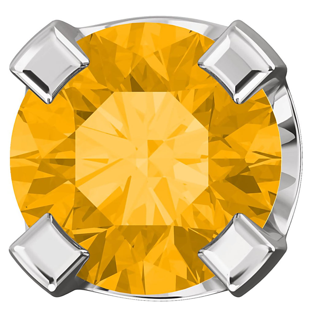 3mm, 0.2cts Genuine Natural Citrine 4-Prong Stud Earrings 14K White Gold - 1000Jewels.com