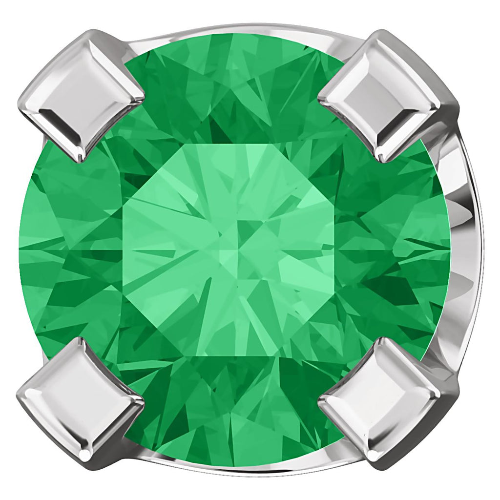 3mm, 0.2cts Chatham Created Emerald 4-Prong Stud Earrings 14K White Gold - 1000Jewels.com