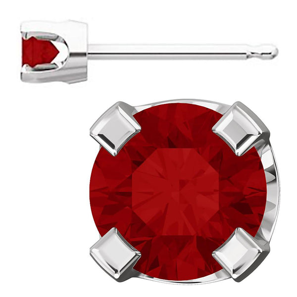 3mm, 0.2cts Genuine Natural Garnet 4-Prong Stud Earrings 14K White Gold - 1000Jewels.com