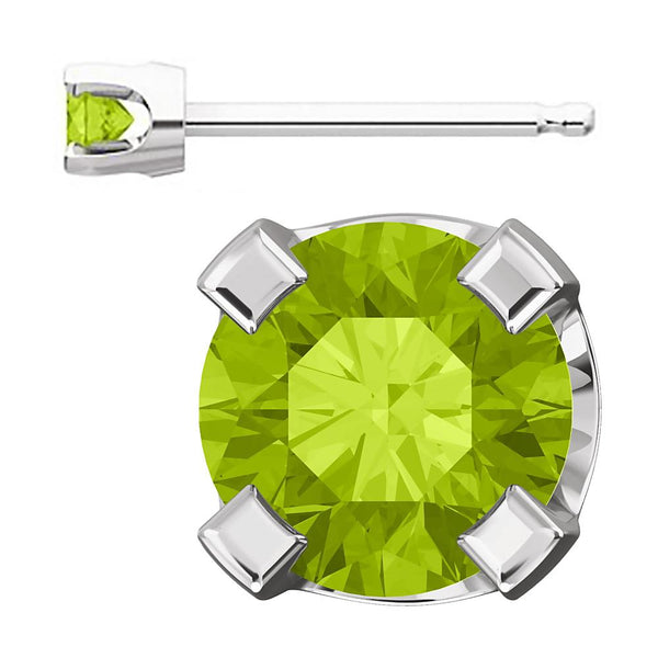 3mm, 0.2cts Natural Peridot 4-Prong Stud Earrings 14K White Gold - 1000Jewels.com