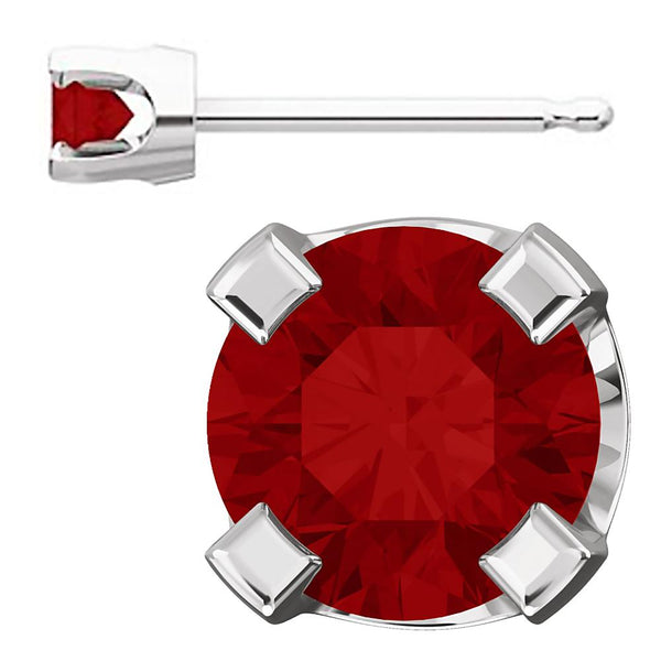 3mm, 0.2cts Chatham Created Red Ruby 4-Prong Stud Earrings 14K White Gold - 1000Jewels.com