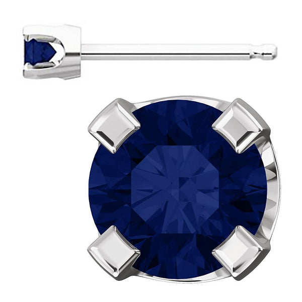 3mm, 0.2cts Trustmark Created Sapphire 4-Prong Stud Earrings 14K White Gold - 1000Jewels.com