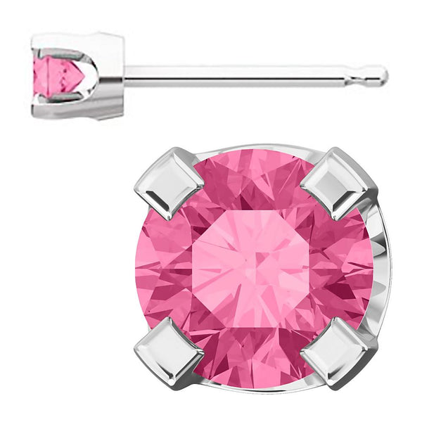 3mm, 0.2cts Simulated Tourmaline 4-Prong Stud Earrings 14K White Gold - 1000Jewels.com