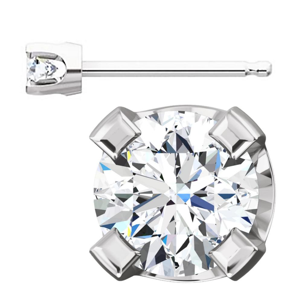 3mm, 0.2cts Ice on Fire CZ 4-Prong Stud Earrings 14K White Gold - 1000Jewels.com