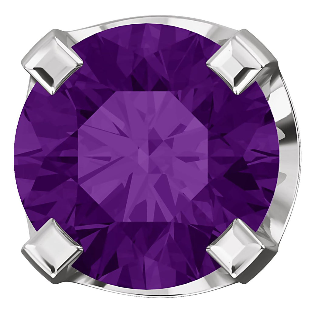 4mm, 0.5cts Genuine Natural Amethyst 4-Prong Stud Earrings 14K White Gold - 1000Jewels.com