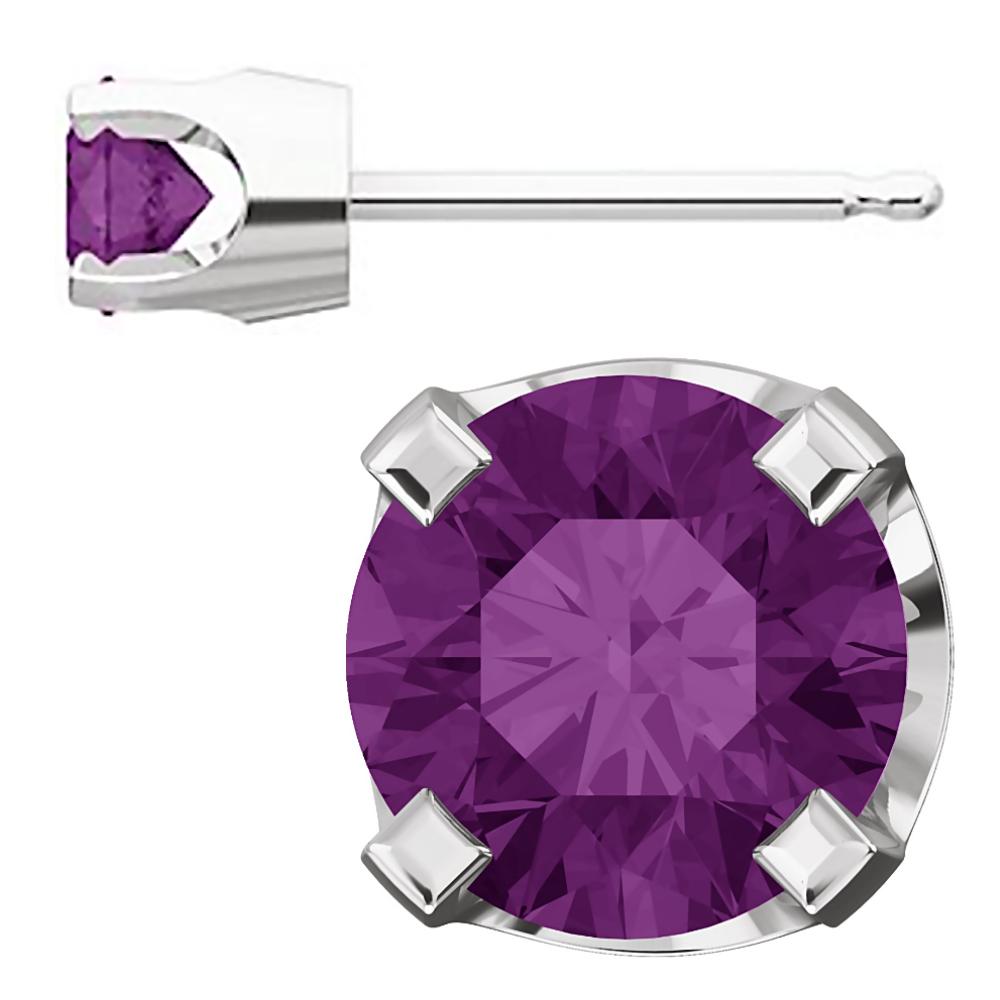4mm, 0.5cts Simulated Alexandrite 4-Prong Stud Earrings 14K White Gold - 1000Jewels.com