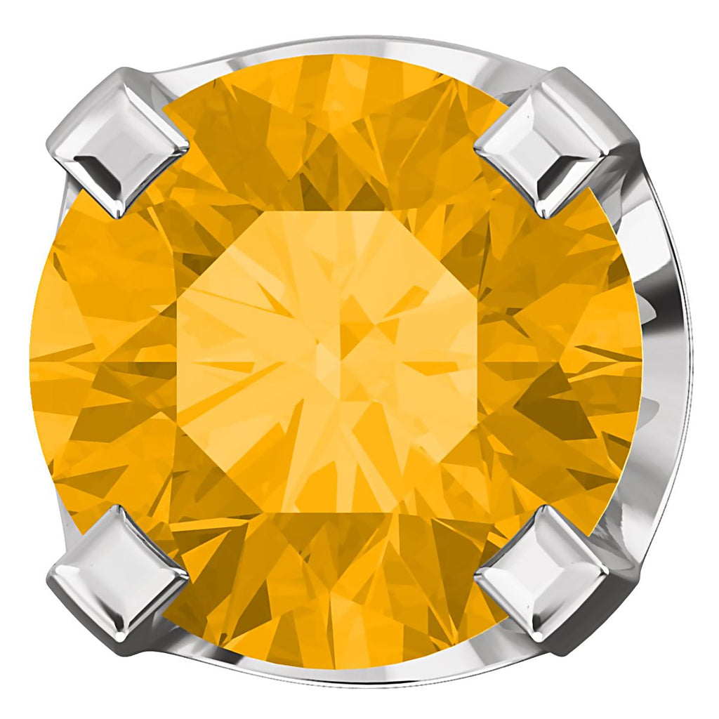 4mm, 0.5cts Genuine Natural Citrine 4-Prong Stud Earrings 14K White Gold - 1000Jewels.com