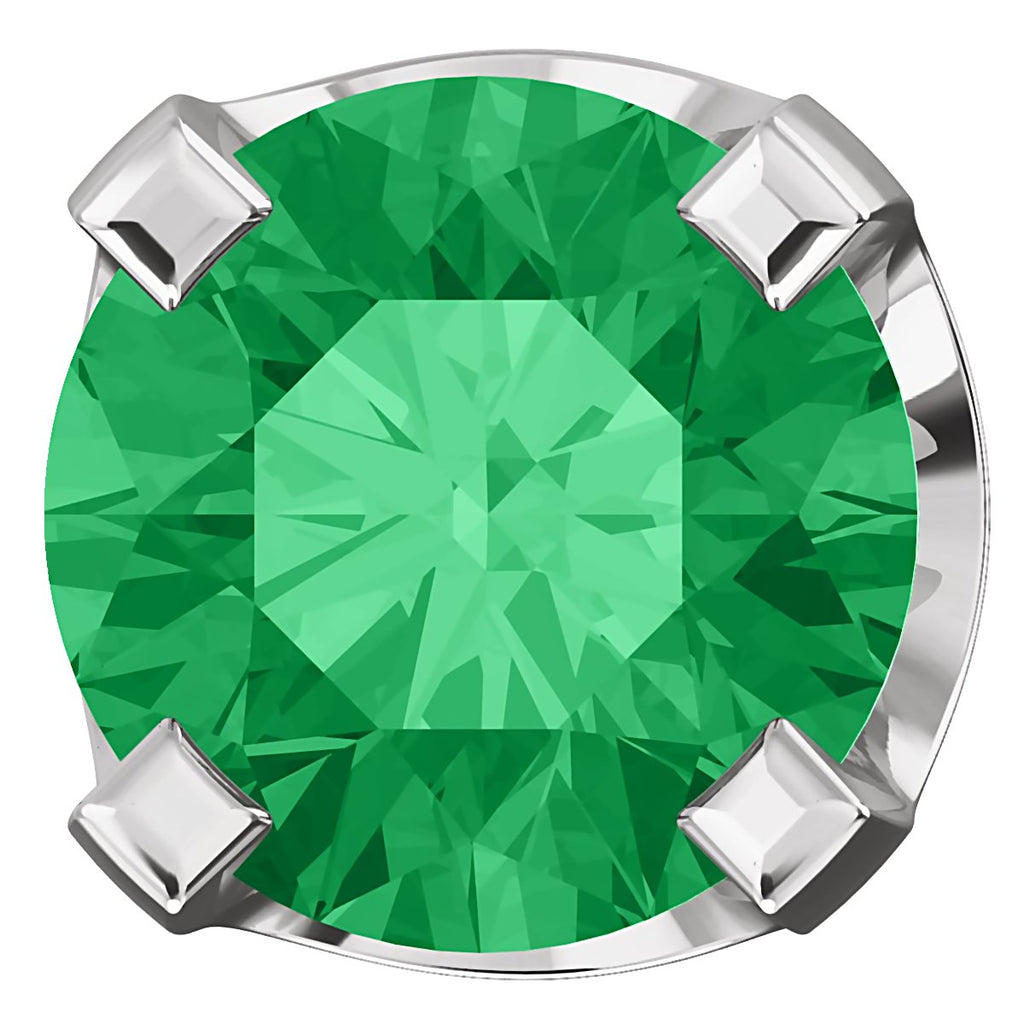 4mm, 0.5cts Trustmark Created Emerald 4-Prong Stud Earrings 14K White Gold - 1000Jewels.com