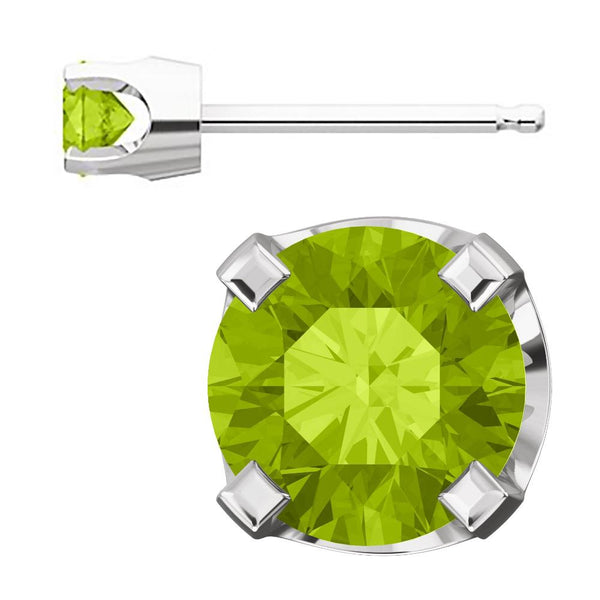 4mm, 0.5cts Natural Peridot 4-Prong Stud Earrings 14K White Gold - 1000Jewels.com