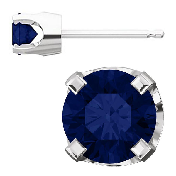 4mm, 0.5cts Trustmark Created Sapphire 4-Prong Stud Earrings 14K White Gold - 1000Jewels.com