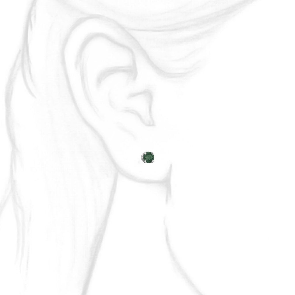 4mm, 0.5cts Color Change Chatham Created Alexandrite Stud Earrings 14K White Gold - 1000Jewels.com