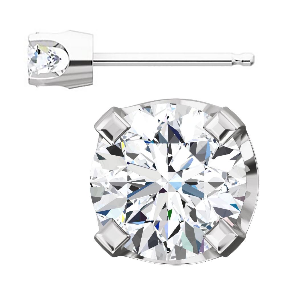 4mm, 0.5cts Ice on Fire CZ 4-Prong Stud Earrings 14K White Gold - 1000Jewels.com
