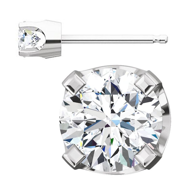 4mm, 0.5cts Ice on Fire CZ 4-Prong Stud Earrings 14K White Gold - 1000Jewels.com