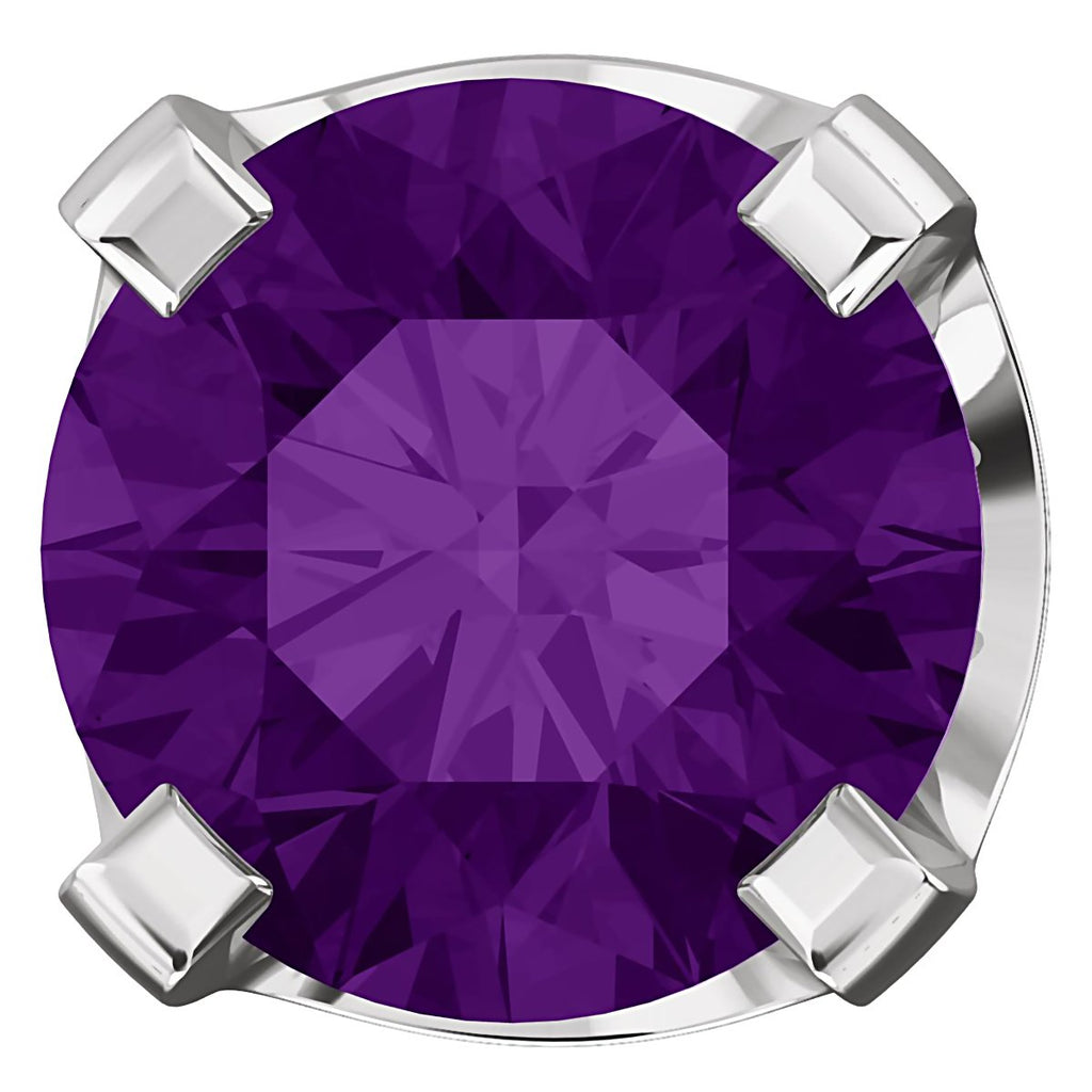 5mm, 1.0cts Genuine Natural Amethyst 4-Prong Stud Earrings 14K White Gold - 1000Jewels.com