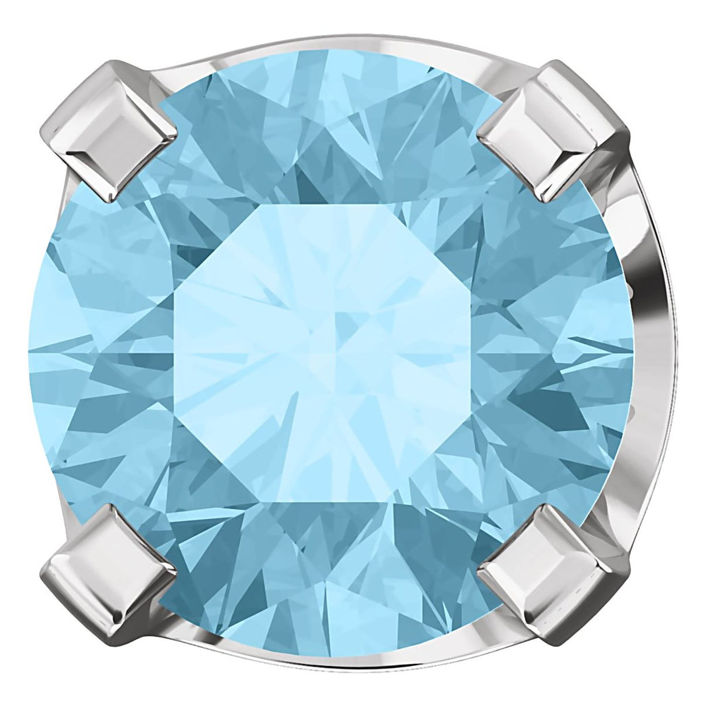 5mm, 1.0cts Genuine Natural Aquamarine 4-Prong Stud Earrings 14K White Gold - 1000Jewels.com