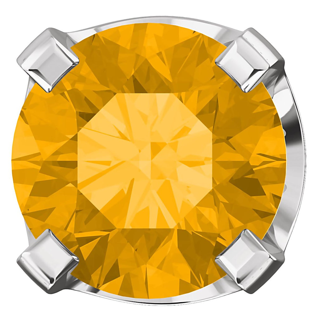 5mm, 1.0cts Genuine Natural Citrine 4-Prong Stud Earrings 14K White Gold - 1000Jewels.com