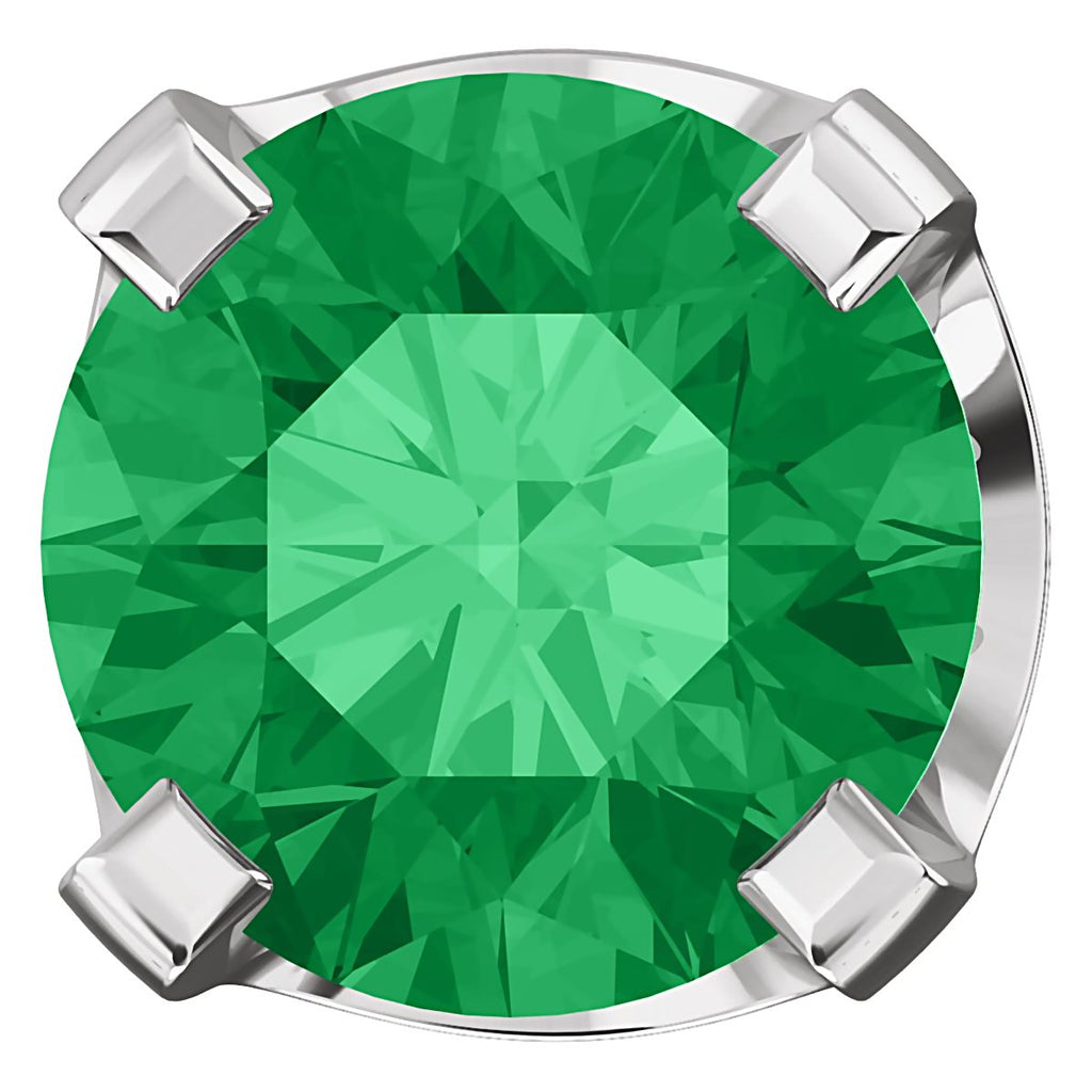 5mm, 1.0cts Chatham Created Emerald 4-Prong Stud Earrings 14K White Gold - 1000Jewels.com