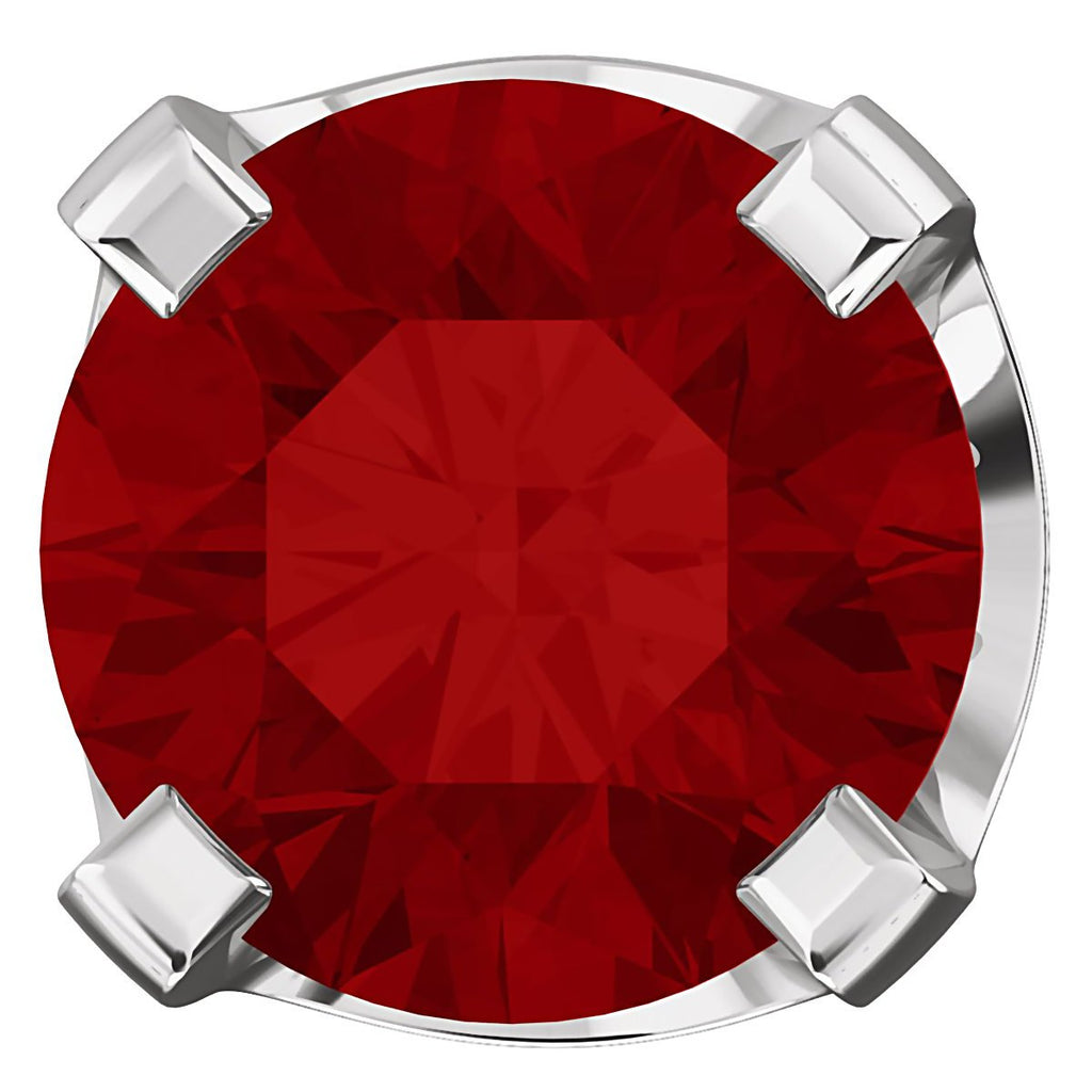 5mm, 1.0cts Chatham Created Red Ruby 4-Prong Stud Earrings 14K White Gold - 1000Jewels.com