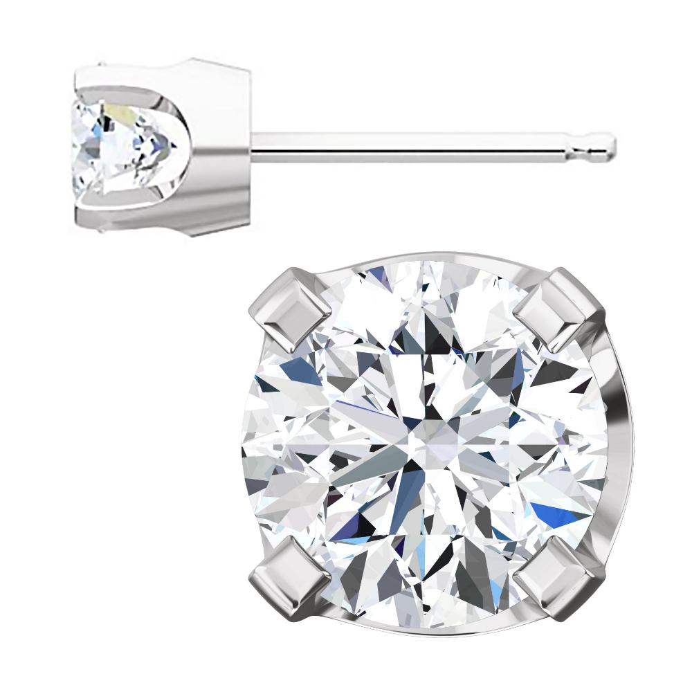 5mm, 1.0cts Ice on Fire CZ 4-Prong Stud Earrings 14K White Gold - 1000Jewels.com