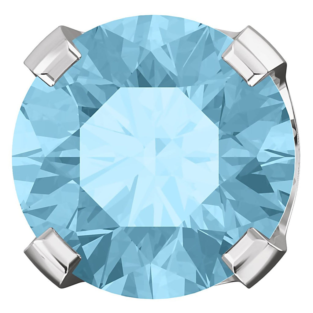 6mm, 1.5cts Genuine Natural Aquamarine 4-Prong Stud Earrings 14K White Gold - 1000Jewels.com