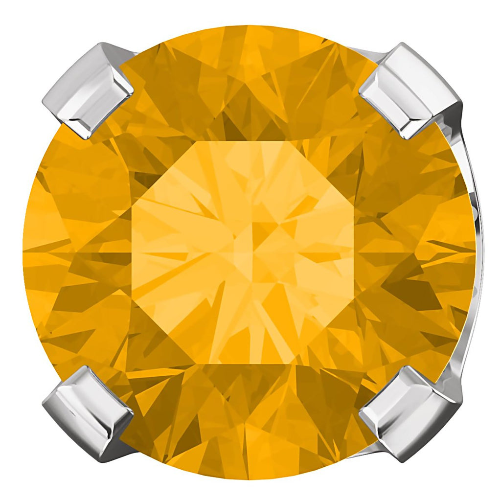 6mm, 1.5cts Genuine Natural Citrine 4-Prong Stud Earrings 14K White Gold - 1000Jewels.com