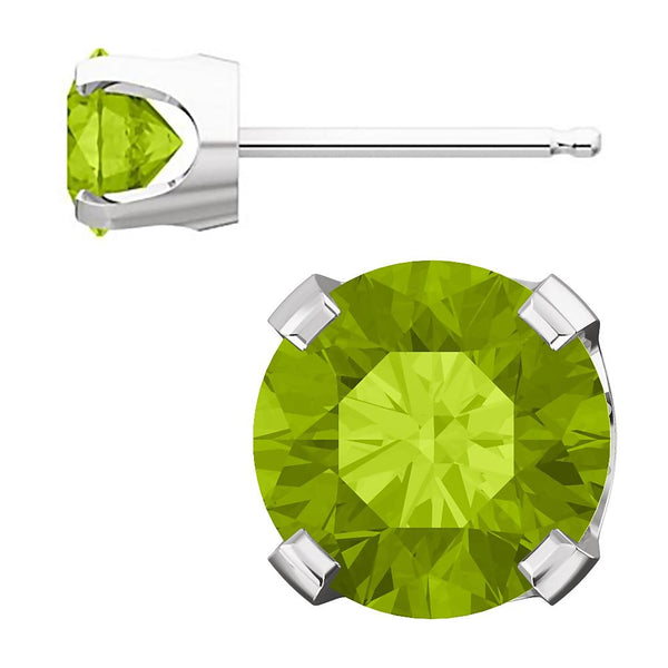 6mm, 1.5cts Natural Peridot 4-Prong Stud Earrings 14K White Gold - 1000Jewels.com