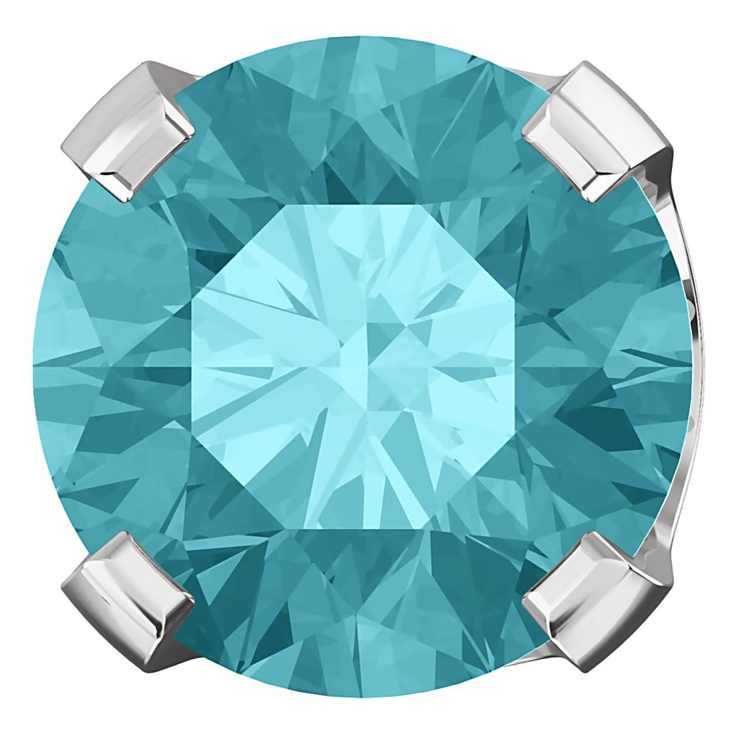 6mm, 1.5cts Simulated Blue Zircon 4-Prong Stud Earrings 14K White Gold - 1000Jewels.com
