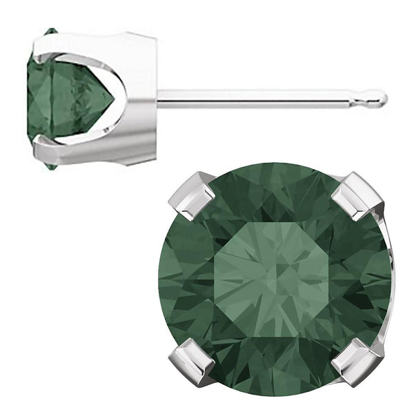 6mm, 1.5cts Color Change Chatham Created Alexandrite Stud Earrings 14K White Gold - 1000Jewels.com
