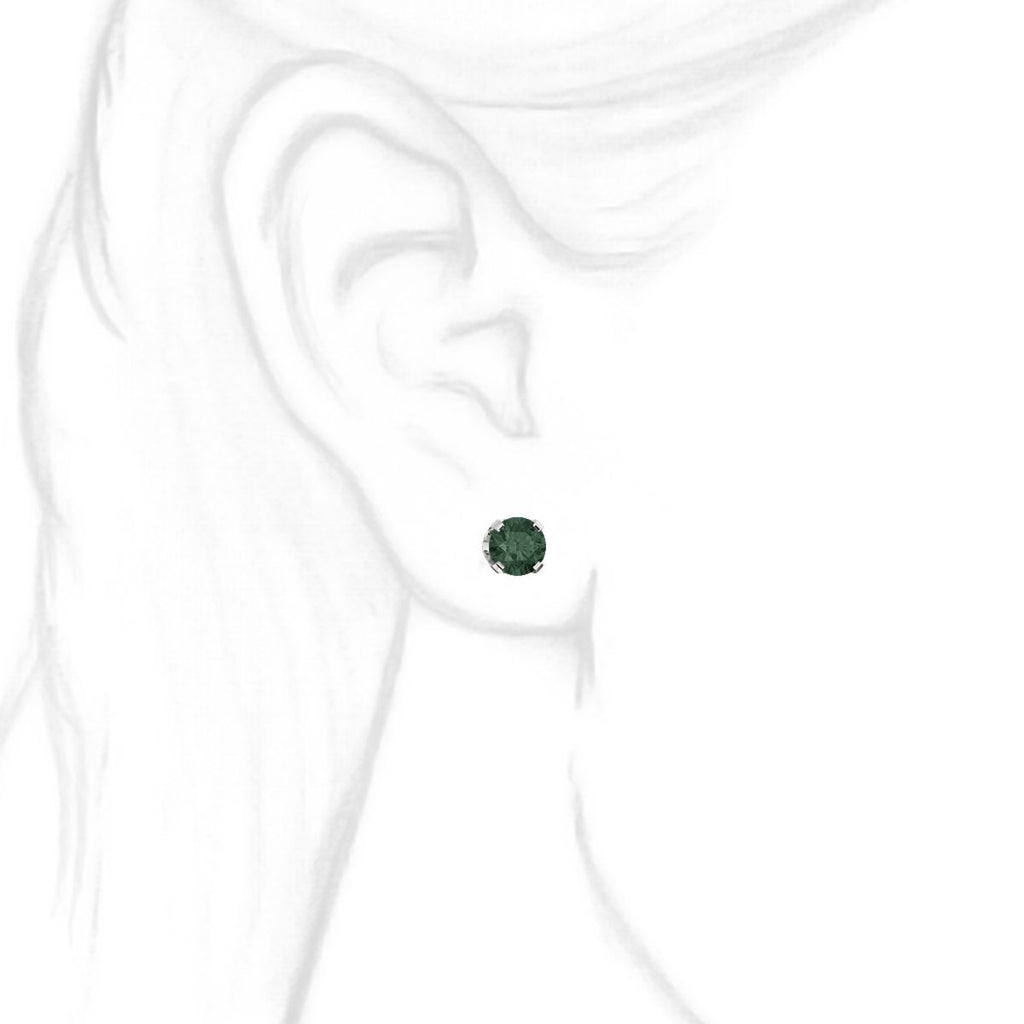 6mm, 1.5cts Color Change Chatham Created Alexandrite Stud Earrings 14K White Gold - 1000Jewels.com