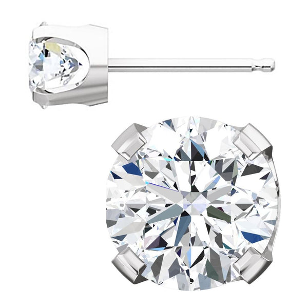 6mm, 1.5cts Ice on Fire CZ 4-Prong Stud Earrings 14K White Gold - 1000Jewels.com