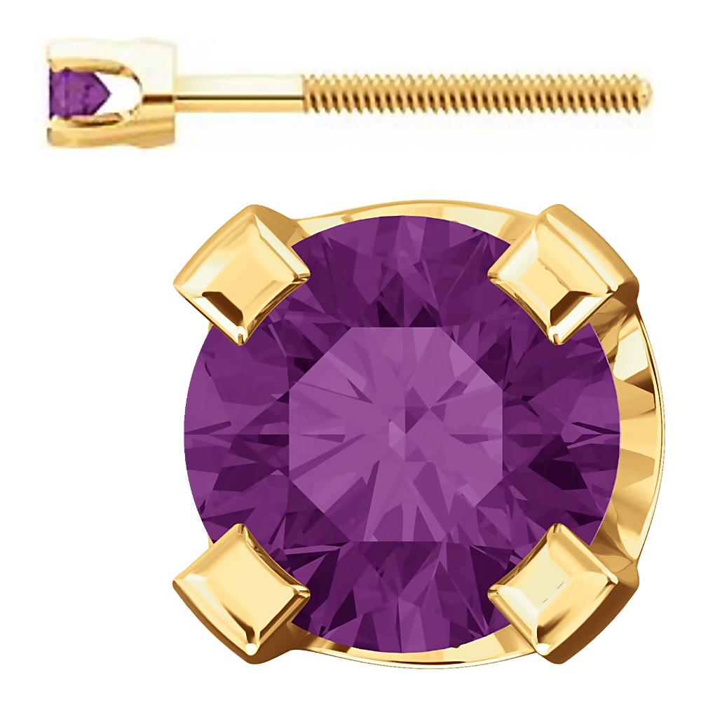 2mm, 0.06cts Trustmark Created Alexandrite Screw Back Earrings 14K Yellow Gold - 1000Jewels.com