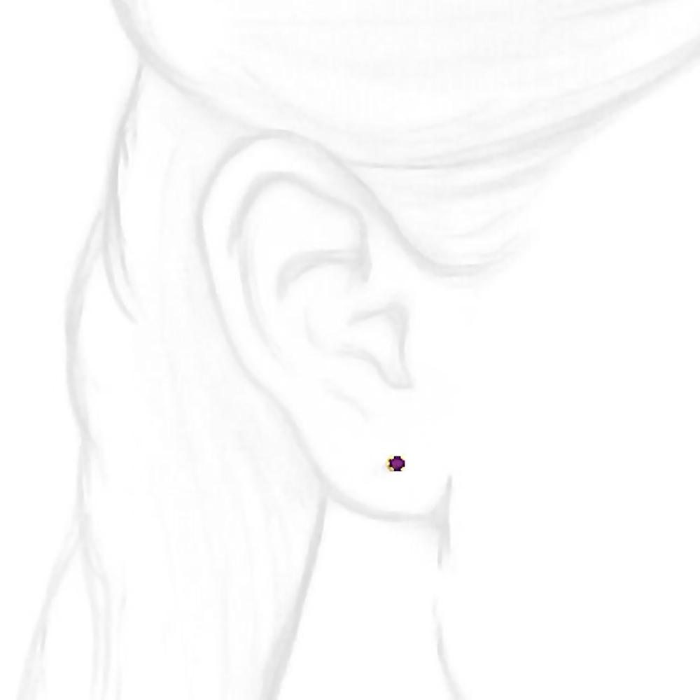 2mm, 0.06cts Simulated Alexandrite 4-Prong Screw Back Stud Earrings 14K Yellow Gold - 1000Jewels.com