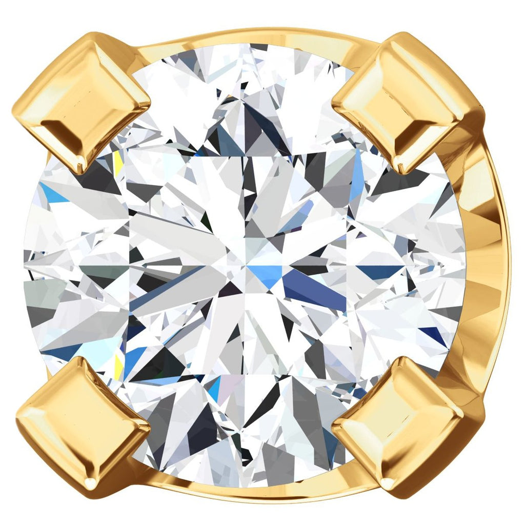 2mm, 0.06cts Ice on Fire CZ 4-Prong Screw Back Stud Earrings 14K Yellow Gold - 1000Jewels.com