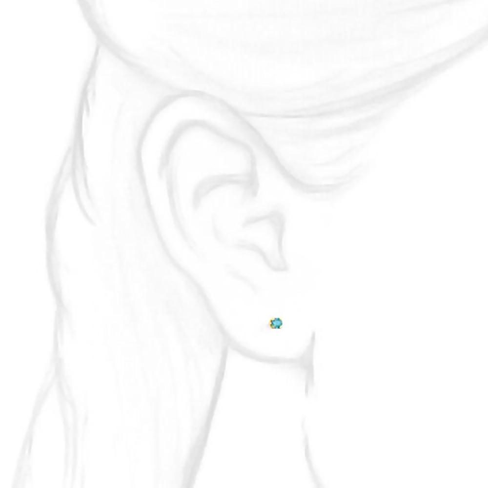 2mm, 0.06cts Genuine Natural Blue Zircon 4-Prong Screw Back Stud Earrings 14K Yellow Gold - 1000Jewels.com