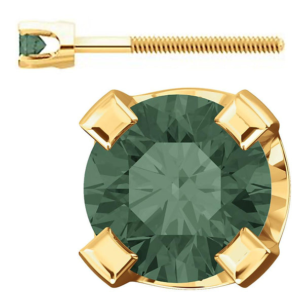 2mm, 0.06cts Color Change Chatham Created Alexandrite Screw Back Earrings 14K Yellow Gold - 1000Jewels.com
