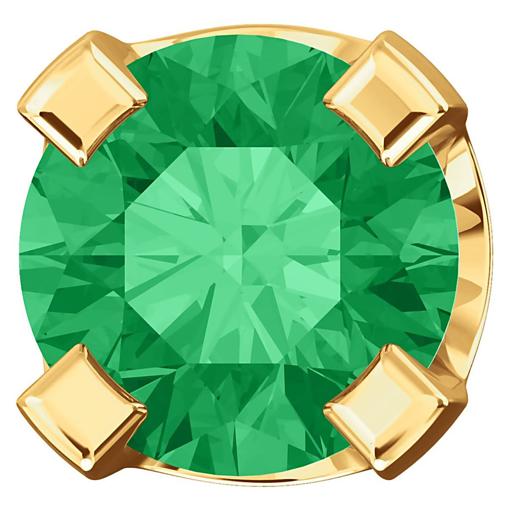 3mm, 0.2cts Simulated Emerald 4-Prong Screw Back Stud Earrings 14K Yellow Gold - 1000Jewels.com