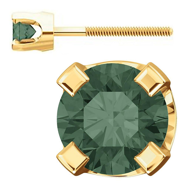 3mm, 0.2cts Color Change Chatham Created Alexandrite Screw Back Earrings 14K Yellow Gold - 1000Jewels.com