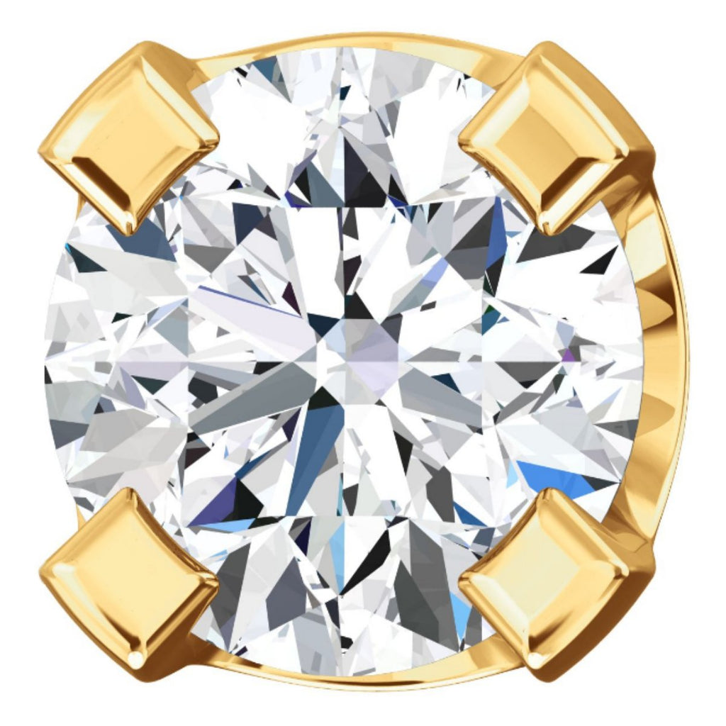 3mm, 0.2cts Ice on Fire CZ 4-Prong Screw Back Stud Earrings 14K Yellow Gold - 1000Jewels.com