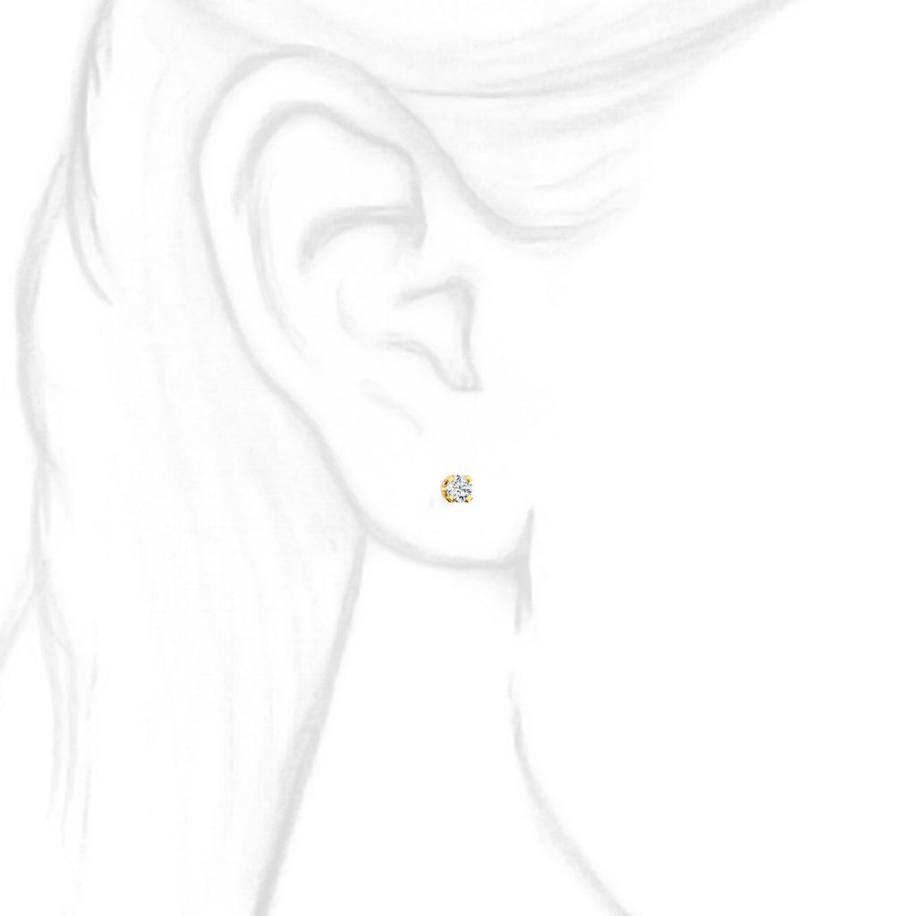 3mm, 0.2cts Ice on Fire CZ 4-Prong Screw Back Stud Earrings 14K Yellow Gold - 1000Jewels.com