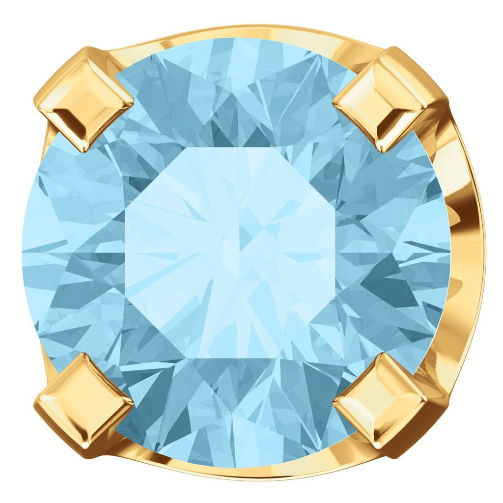 4mm, 0.5cts Genuine Natural Aquamarine 4-Prong Screw Back Stud Earrings 14K Yellow Gold - 1000Jewels.com