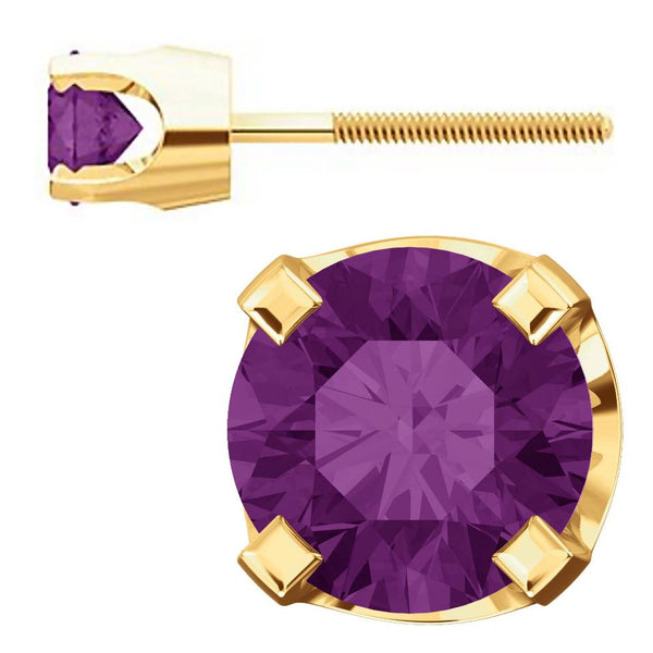 4mm, 0.5cts Trustmark Created Alexandrite Screw Back Earrings 14K Yellow Gold - 1000Jewels.com
