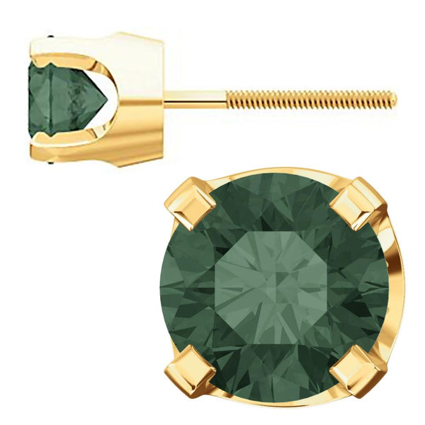 5mm, 1.0cts Color Change Chatham Created Alexandrite Screw Back Earrings 14K Yellow Gold - 1000Jewels.com