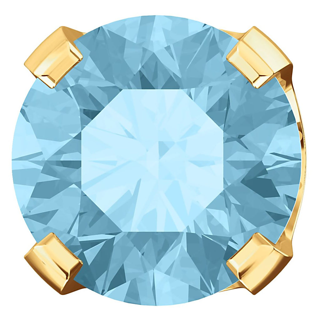 6mm, 1.5cts Genuine Natural Aquamarine 4-Prong Screw Back Stud Earrings 14K Yellow Gold - 1000Jewels.com