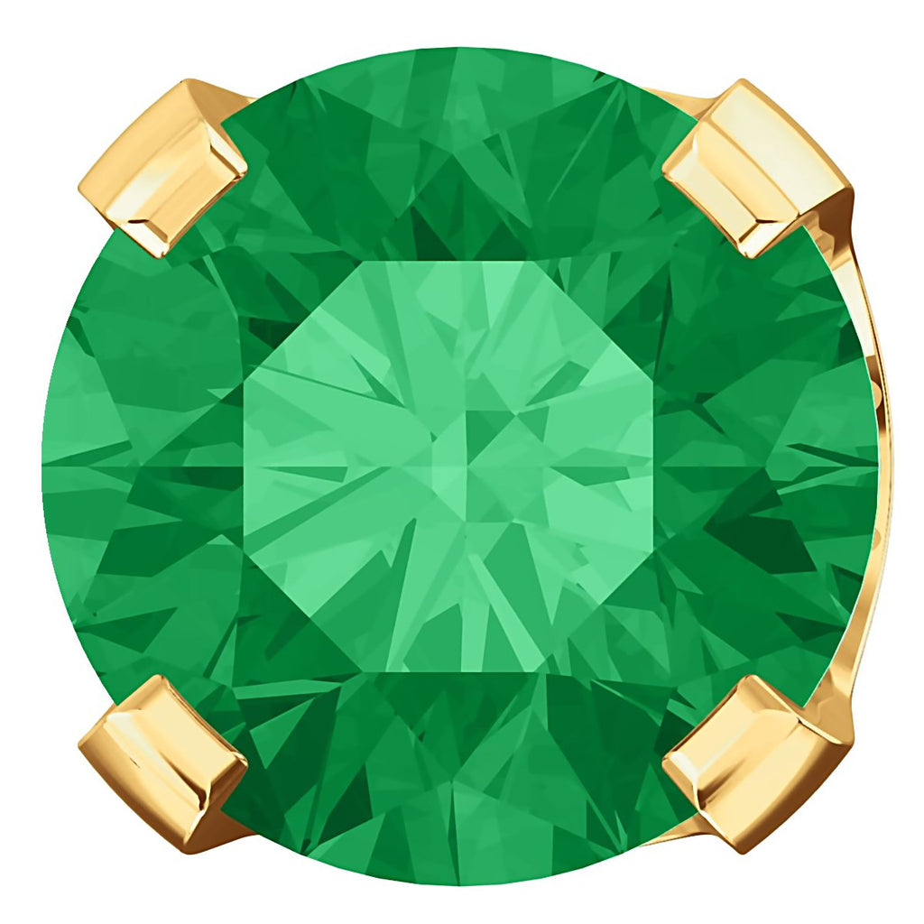 6mm, 1.5cts Simulated Emerald 4-Prong Screw Back Stud Earrings 14K Yellow Gold - 1000Jewels.com