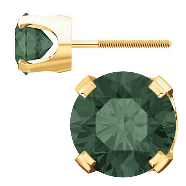 6mm, 1.5cts Color Change Chatham Created Alexandrite Screw Back Earrings 14K Yellow Gold - 1000Jewels.com