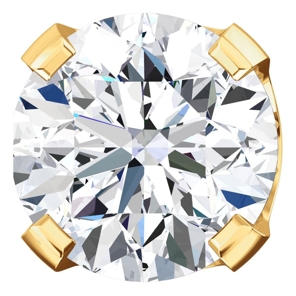 6mm, 1.5cts Ice on Fire CZ 4-Prong Screw Back Stud Earrings 14K Yellow Gold - 1000Jewels.com