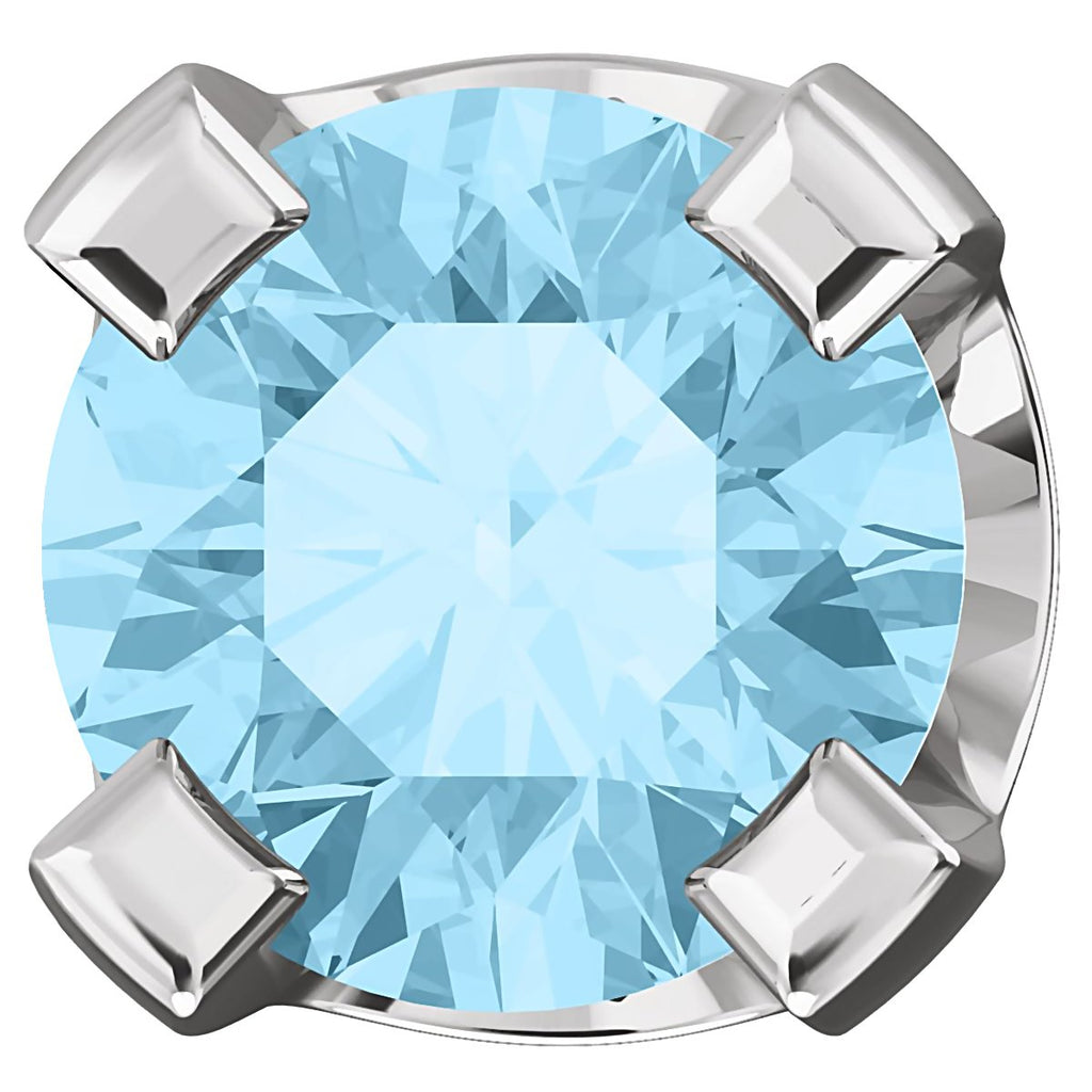2mm, 0.06cts Genuine Natural Aquamarine 4-Prong Screw Back Stud Earrings 14K White Gold - 1000Jewels.com
