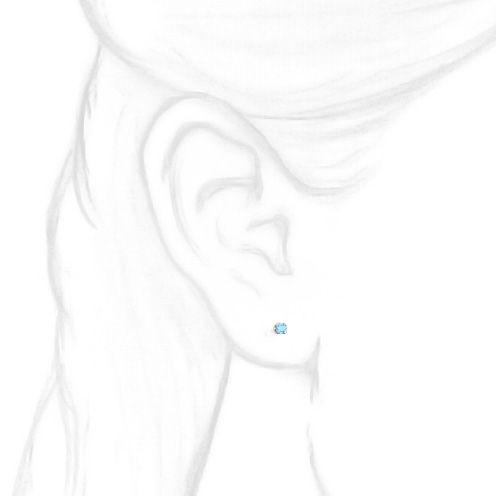 2mm, 0.06cts Genuine Natural Aquamarine 4-Prong Screw Back Stud Earrings 14K White Gold - 1000Jewels.com