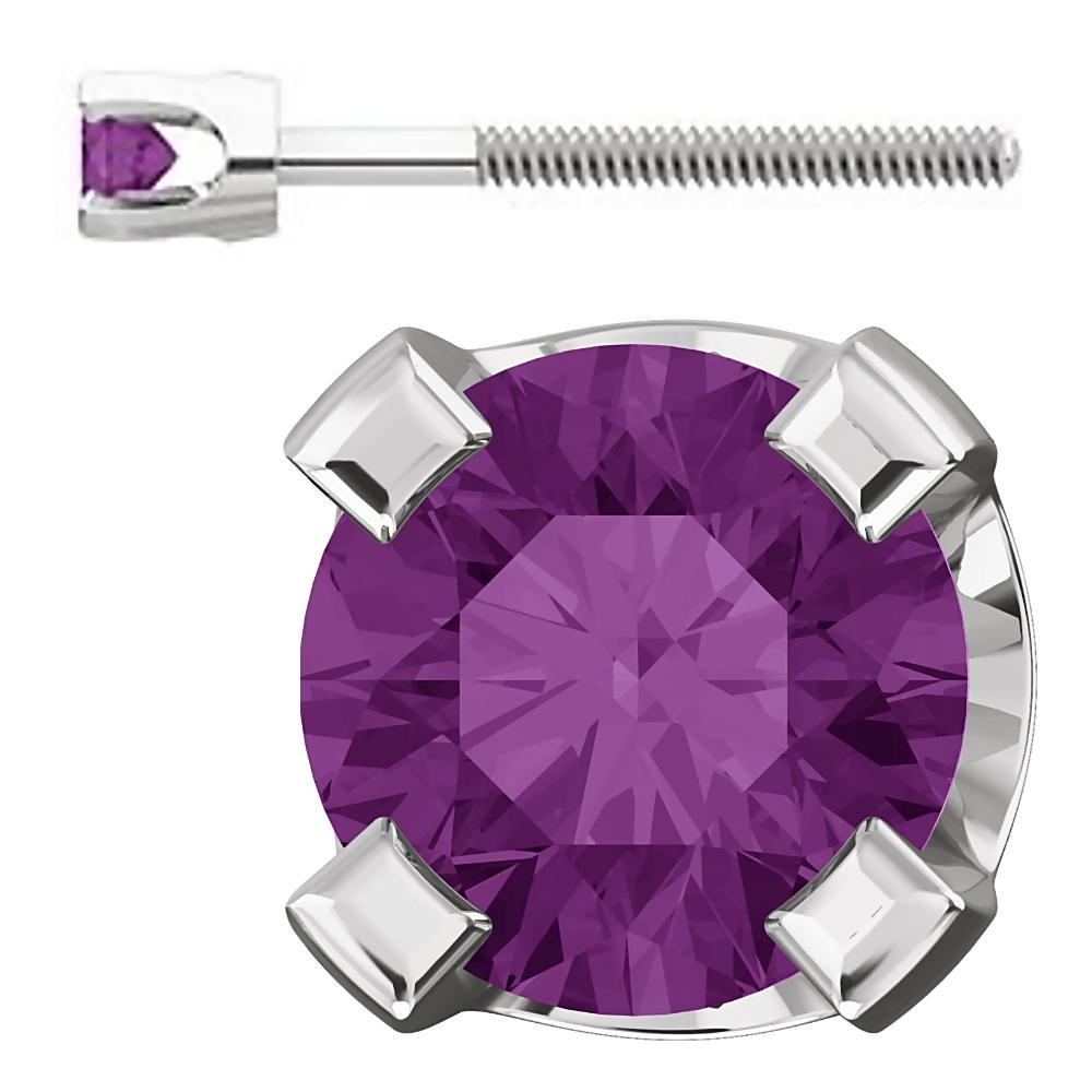 2mm, 0.06cts Trustmark Created Alexandrite Screw Back Earrings 14K White Gold - 1000Jewels.com