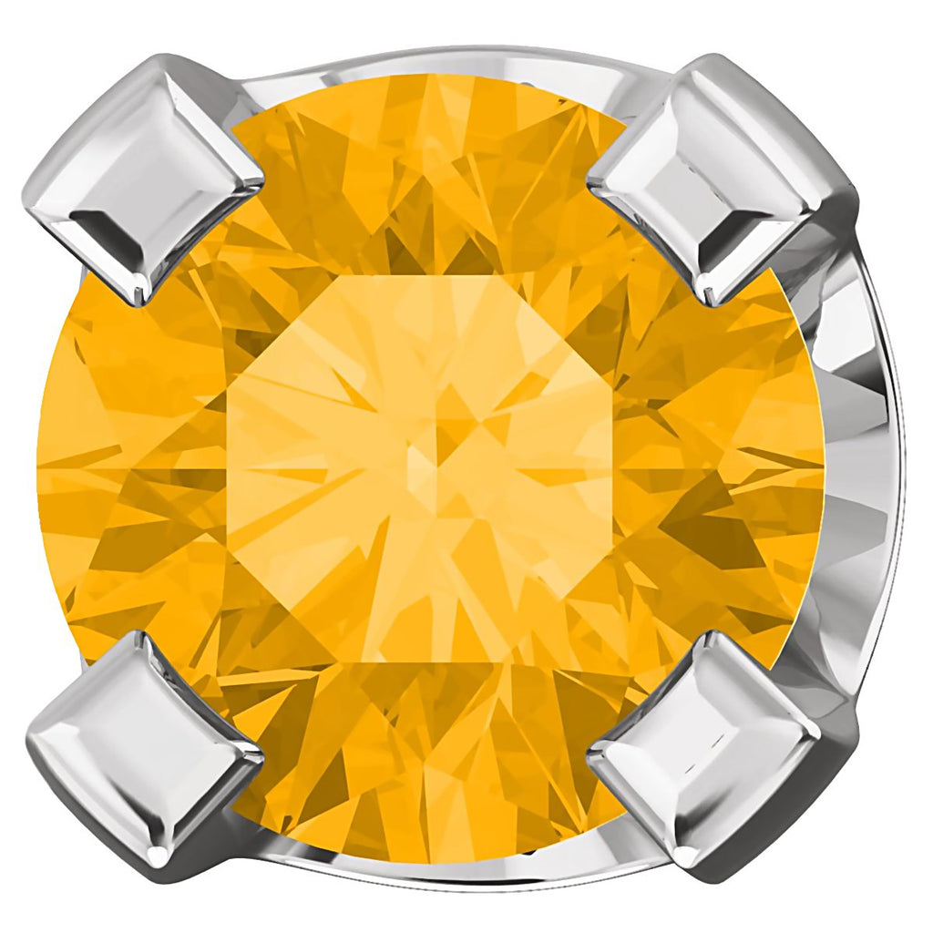 2mm, 0.06cts Genuine Natural Citrine 4-Prong Screw Back Stud Earrings 14K White Gold - 1000Jewels.com